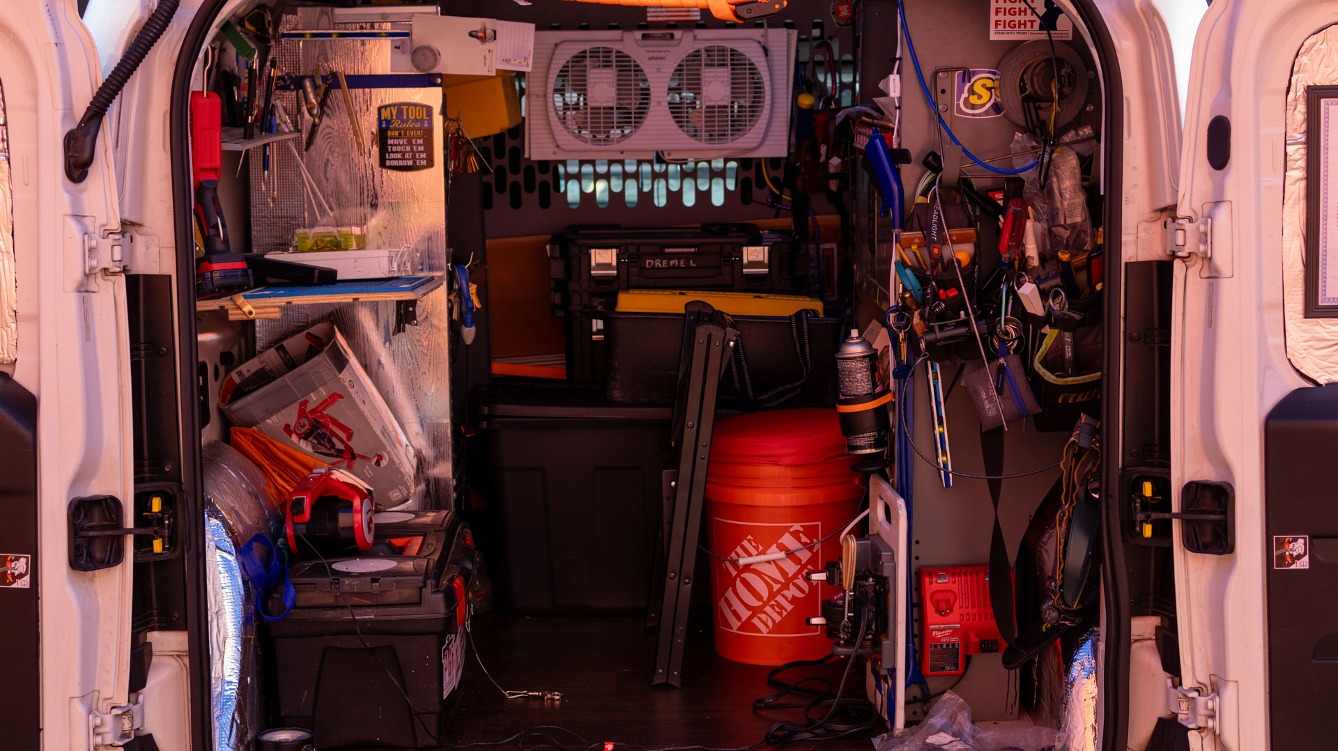 Fully equipped mobile locksmith van interior